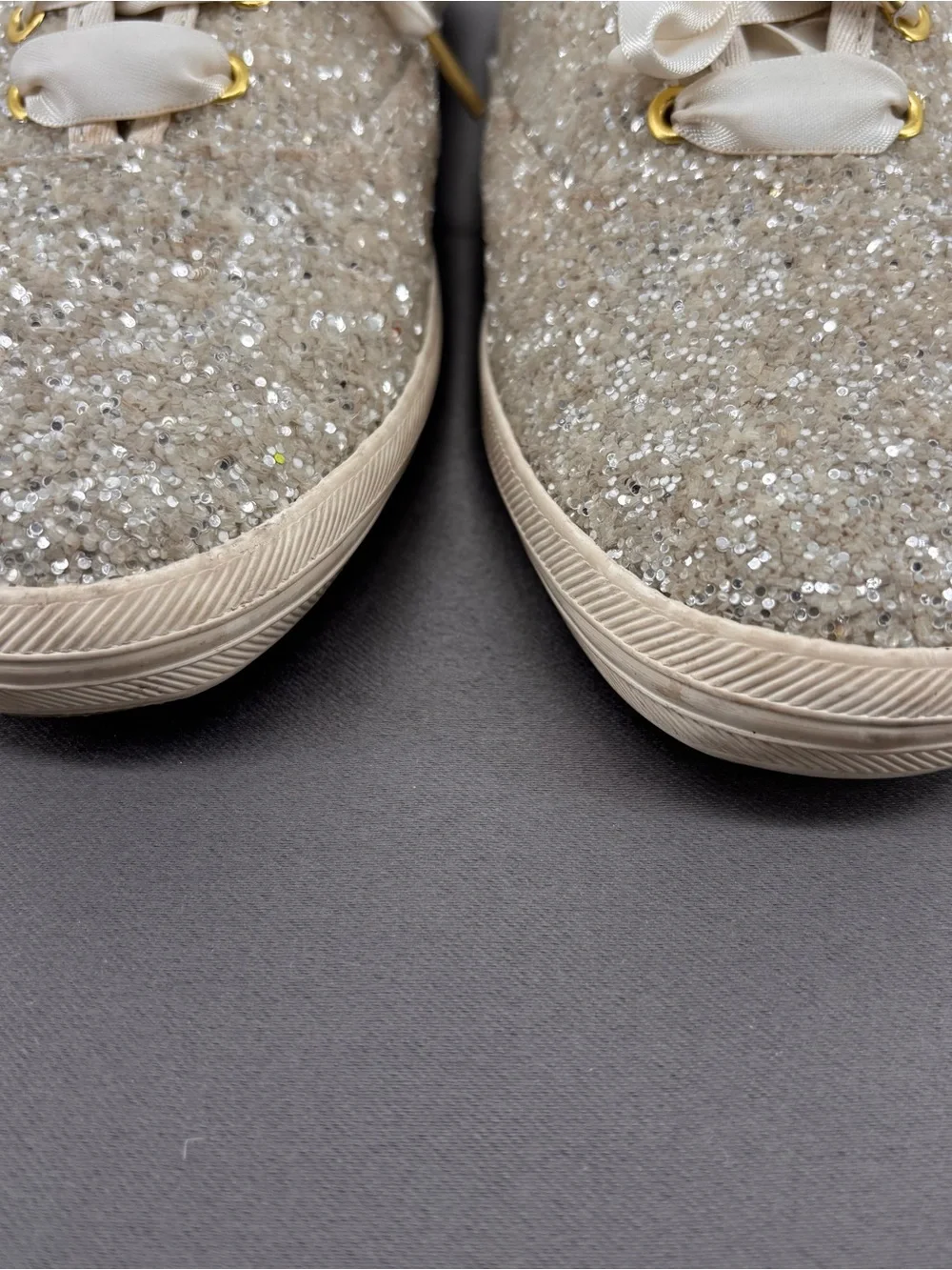 Kate Spade and Keds Women's Glitter Lace-Up Sneakers in Champagne